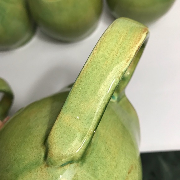 Aletha Soule Studio Green Coffee Mugs "2000" SIGNED VTG RARE POTTERY !CHIPS! - Picture 14 of 16